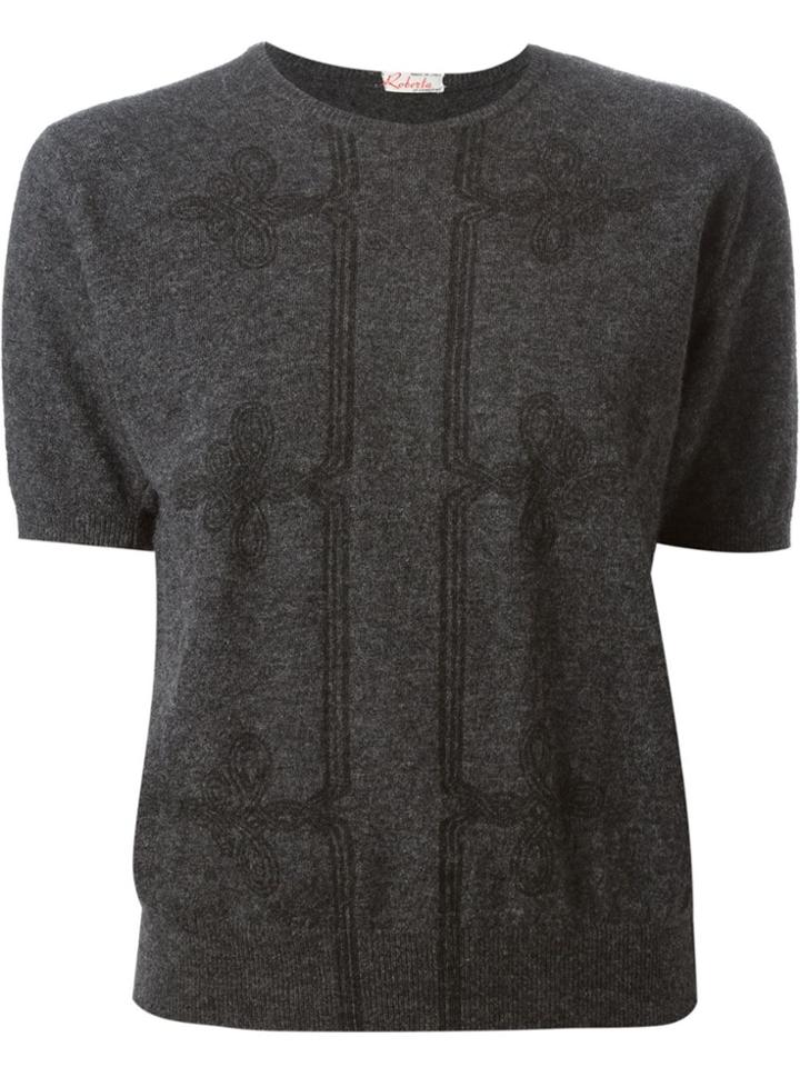 Roberta Di Camerino Vintage Fleur-de-lis Embroidery Jumper - Grey