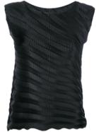 Issey Miyake Textured Stitch Sleeveless Blouse - Black