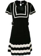 Red Valentino Shortsleeved Knitted Dress, Women's, Size: Xl, Black, Spandex/elastane/polyester/cotton