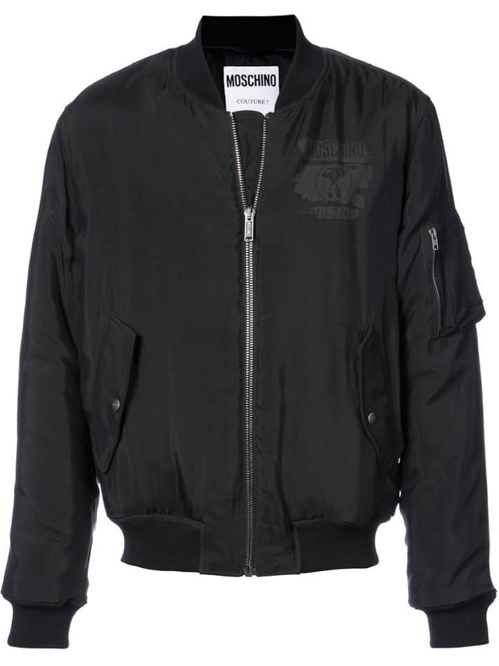 Moschino Logo Bomber Jacket - Black