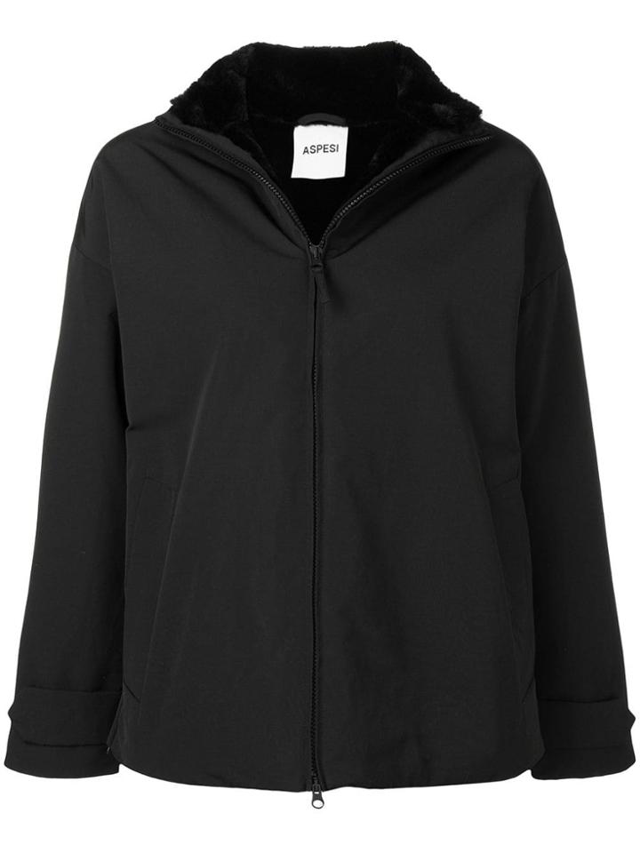 Aspesi Drop Shoulder Zipped Jacket - Black