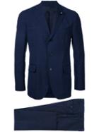 Lardini Checked Blazer, Men's, Size: 44, Blue, Wool/spandex/elastane