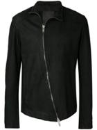 10sei0otto Asymmetric Zip Leather Jacket - Black