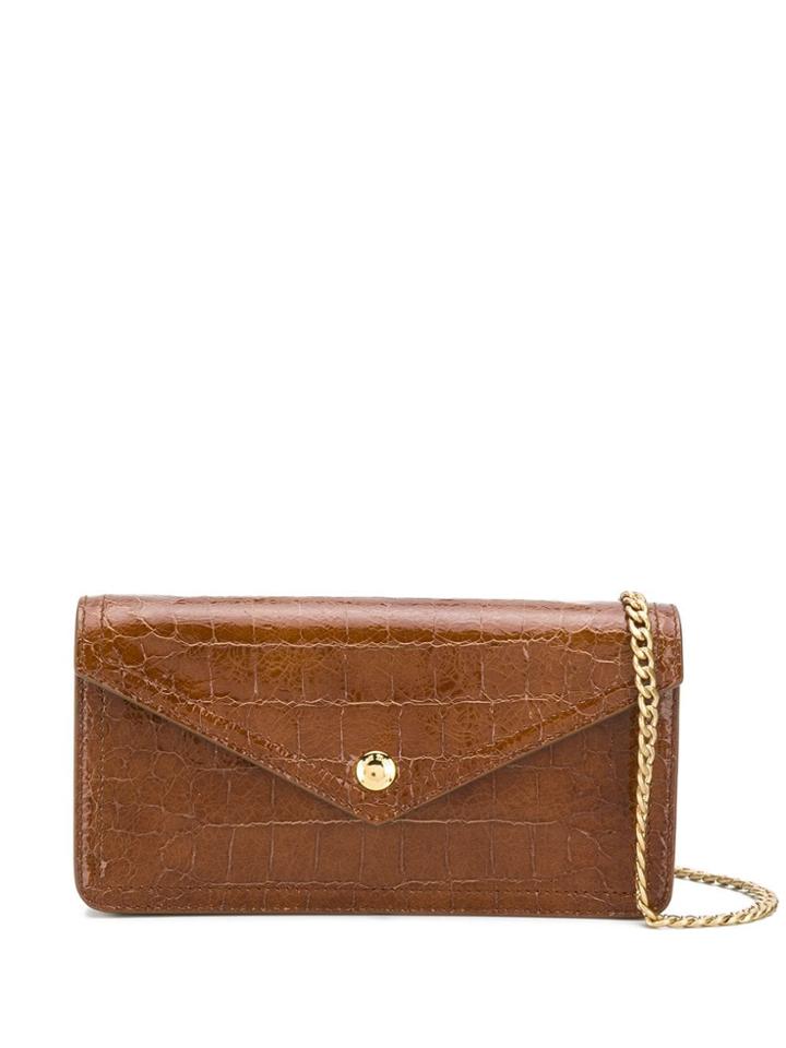 Miu Miu Crocodile-effect Wallet On Chain - Brown