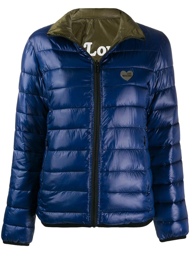 Love Moschino Heart Logo Puffer Jacket - Blue