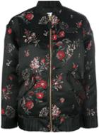 Mm6 Maison Margiela - Floral Bomber Jacket - Women - Polyester/viscose - 38, Black, Polyester/viscose