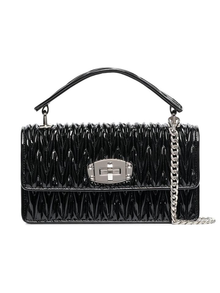 Miu Miu Leather Quilted Shoulder Bag - Black