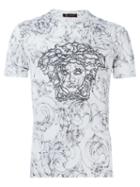 Versace Embellished Medusa T-shirt, Men's, Size: Medium, White, Cotton