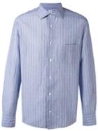 Danolis - Striped Shirt - Men - Cotton/linen/flax - 16, Blue, Cotton/linen/flax