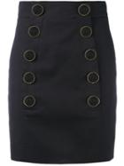 Dolce & Gabbana Buttoned Mini Skirt, Women's, Size: 42, Blue, Cotton/spandex/elastane/silk