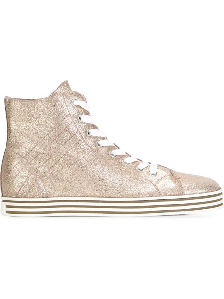 Hogan Rebel R182 Hi-top Sneakers, Women's, Size: 41, Pink/purple, Leather/rubber