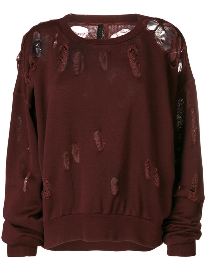 Unravel Project Distressed Sweatshirt - Pink & Purple