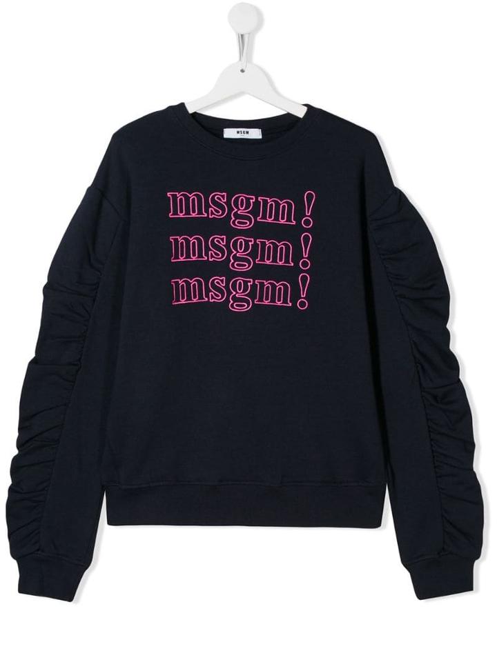 Msgm Kids Teen Logo Sweatshirt - Blue