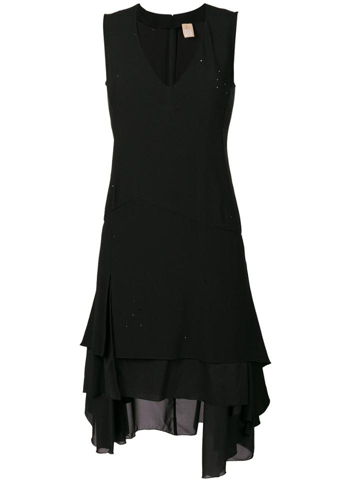 Pascal Millet Frill Panel Plunge Dress - Black