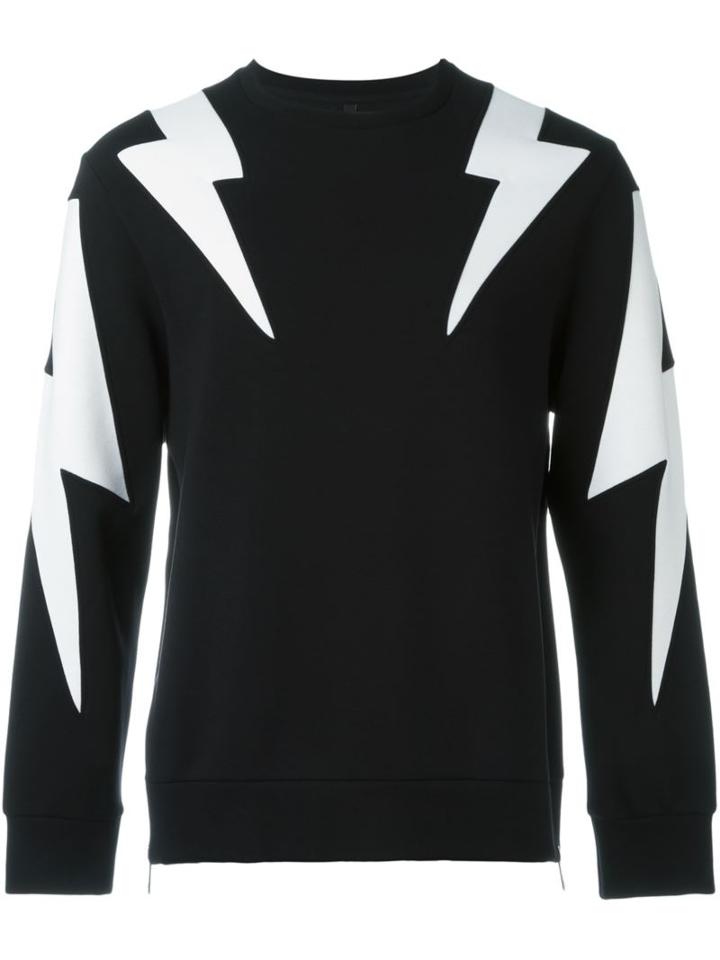 Neil Barrett Lightning Bolt Sweatshirt, Men's, Size: Small, Black, Lyocell/cotton/viscose/spandex/elastane