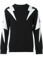 Neil Barrett Lightning Bolt Sweatshirt, Men's, Size: Small, Black, Lyocell/cotton/viscose/spandex/elastane