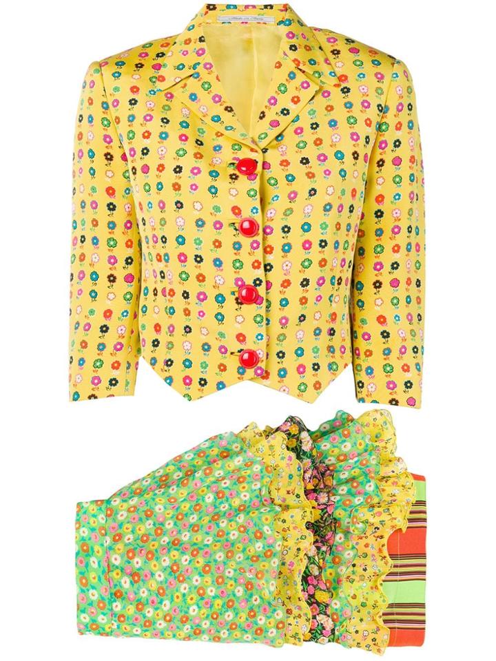 Versace Vintage Flower Print Two-piece Suit - Yellow