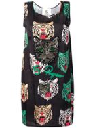 5 Progress Tiger Print Short Dress - Black