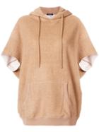 R13 - Fur Trim Hooded Top - Women - Cotton/camel Fur - Xs, Nude/neutrals, Cotton/camel Fur