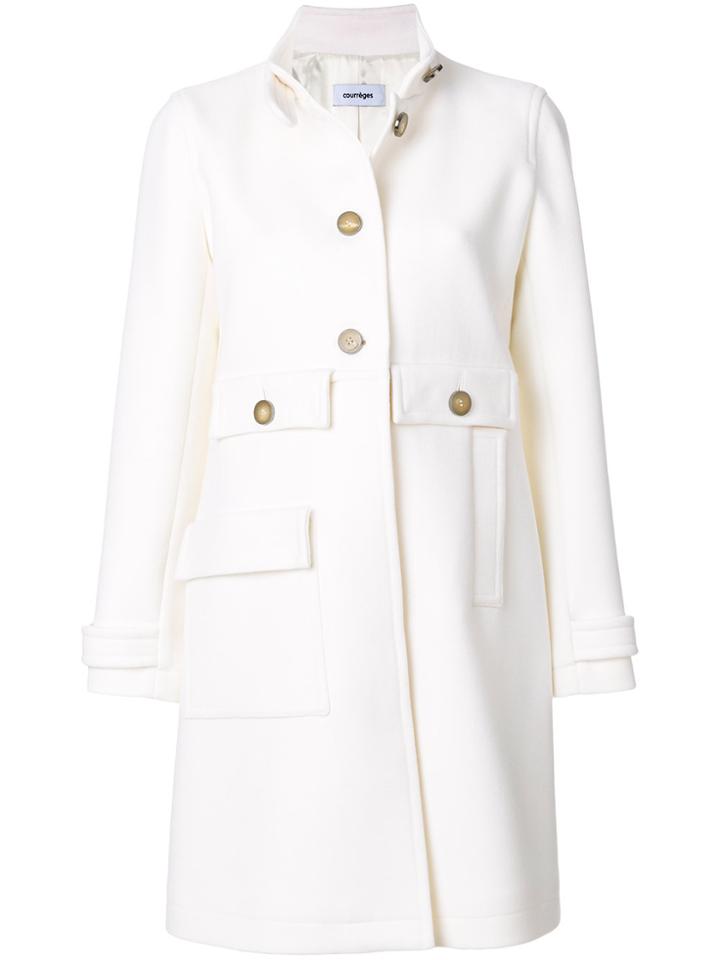 Courrèges Button-down Fitted Coat - White