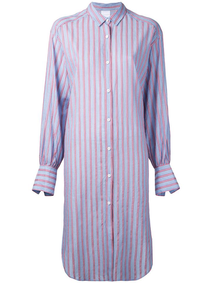 Cityshop - Striped Midi Shirt Dress - Women - Cotton - One Size, Blue, Cotton