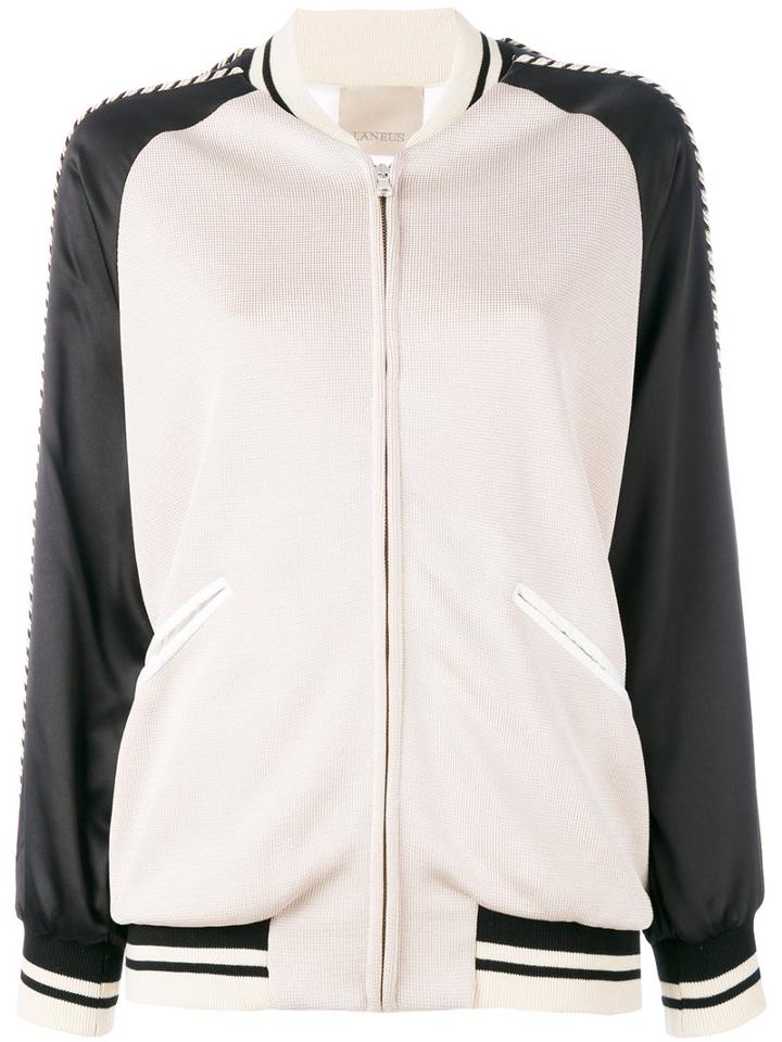 Laneus - Eagle Embroidery Bomber Jacket - Women - Polyester/spandex/elastane/acetate/viscose - 44, Nude/neutrals, Polyester/spandex/elastane/acetate/viscose