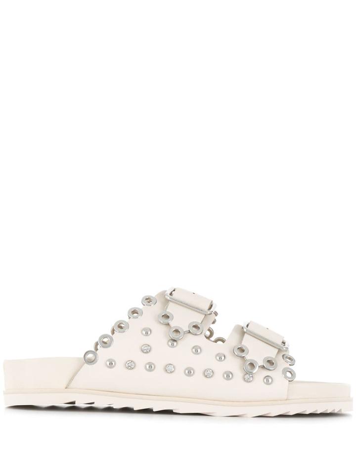 Ash Universe Studded Slides - White