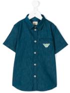 Armani Junior - Shortsleeved Denim Shirt - Kids - Cotton - 12 Yrs, Blue
