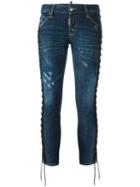 Dsquared2 'deana' Lace Effect Jeans, Women's, Size: 40, Blue, Cotton/polyester/spandex/elastane