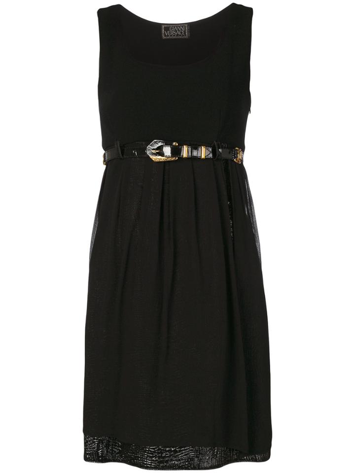 Versace Vintage Overlay Sleeveless Dress - Black