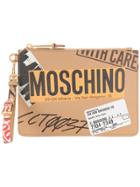 Moschino Parcel Printed Clutch - Nude & Neutrals