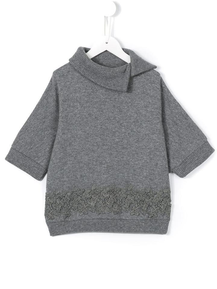 Miss Blumarine Floral Lace Appliqué Jumper, Girl's, Size: 10 Yrs, Grey