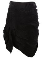 Issey Miyake Gathered Pleat Skirt, Women's, Size: 2, Black, Cotton/polyester/polyurethane