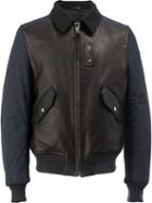Lanvin - Collared Bomber Jacket - Men - Cotton/calf Leather/polyester/wool - 54, Black, Cotton/calf Leather/polyester/wool