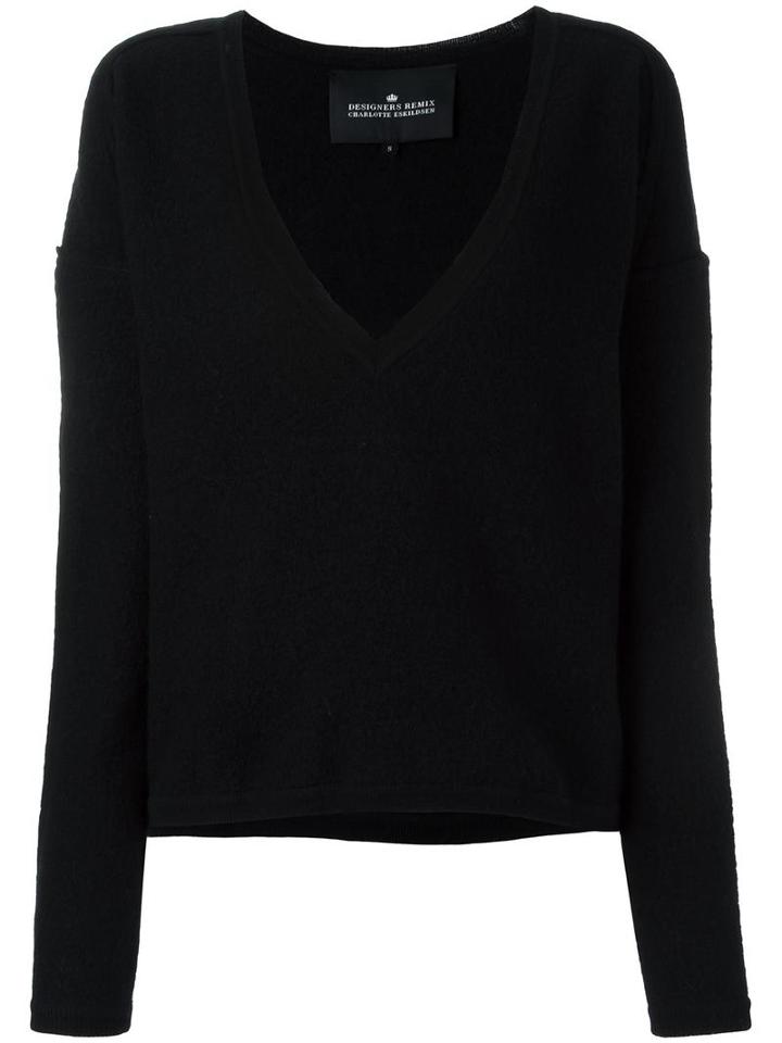 Designers Remix 'karun' V-neck Jumper, Women's, Size: Medium, Black, Wool