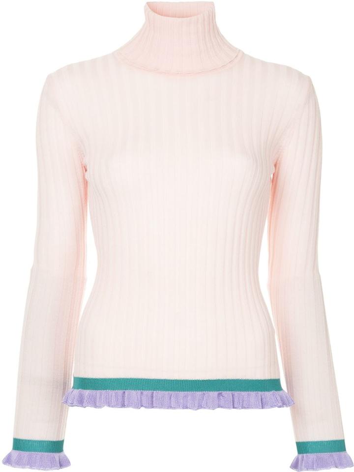 Emilio Pucci Ruffle Trim Jumper - Pink & Purple