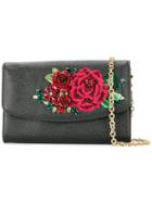 Dolce & Gabbana Floral Embroidered Clutch - Black