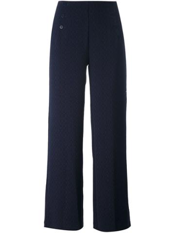 Acoté Straight Textured Trousers, Women's, Size: 2, Blue, Polyester/cotton/spandex/elastane
