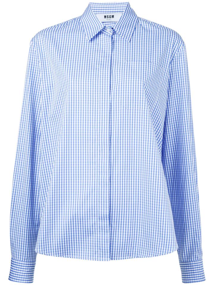 Msgm Gingham Check Shirt - Blue