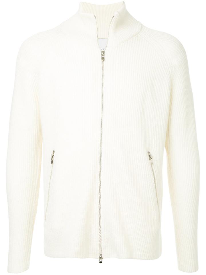 Estnation Ribbed Zipped Up Jumper - White