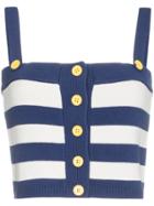 Staud Striped Top With Buttons - Blue