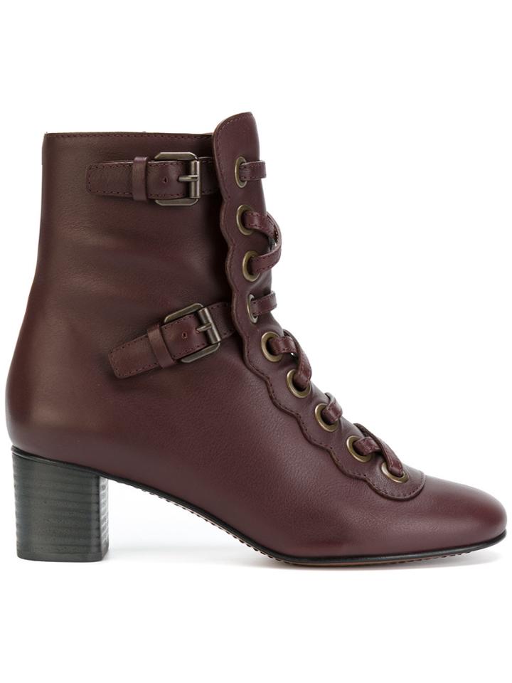 Chloé Orson Lace-up Boots - Pink & Purple