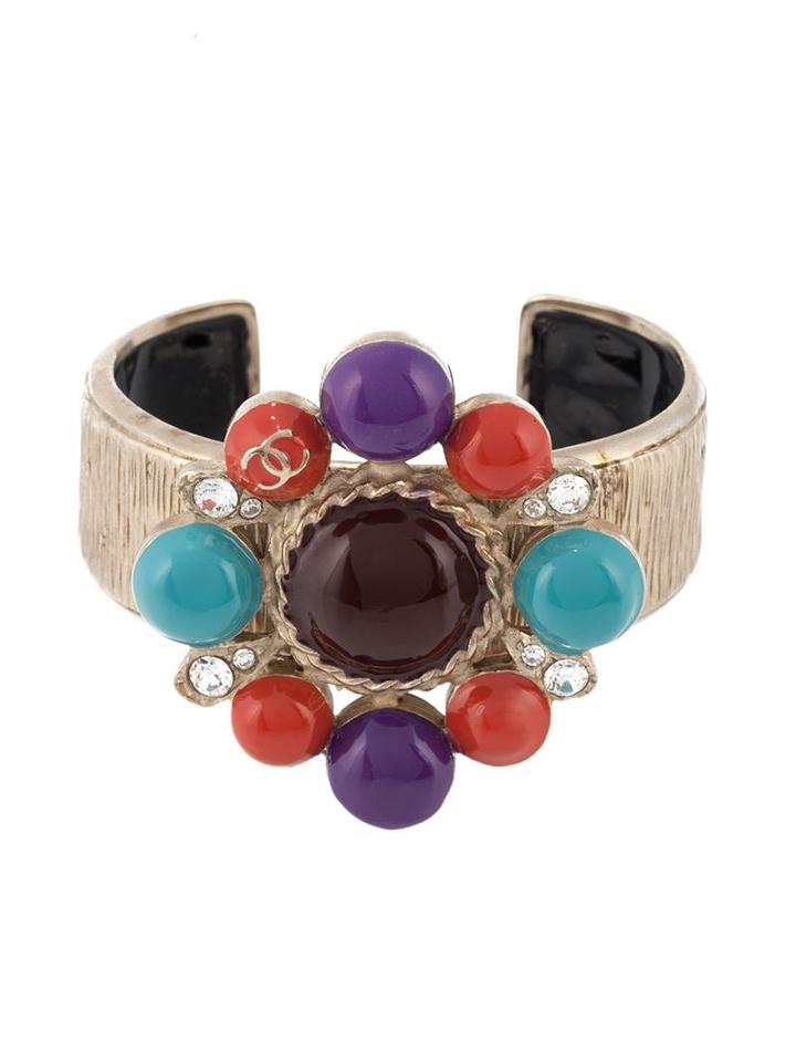 Chanel Vintage Floral Motif Logo Bangle