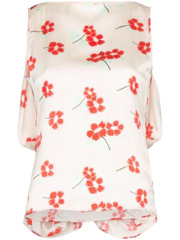 Bernadette Draped Floral Blouse - Pink