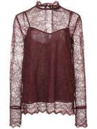 Theory Long-sleeved Lace Blouse - Red