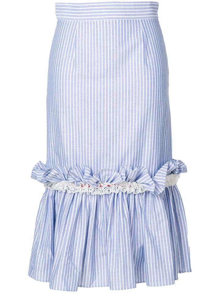 Jour/né Oxford Stripe Ruffled Skirt - Blue