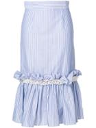 Jour/né Oxford Stripe Ruffled Skirt - Blue