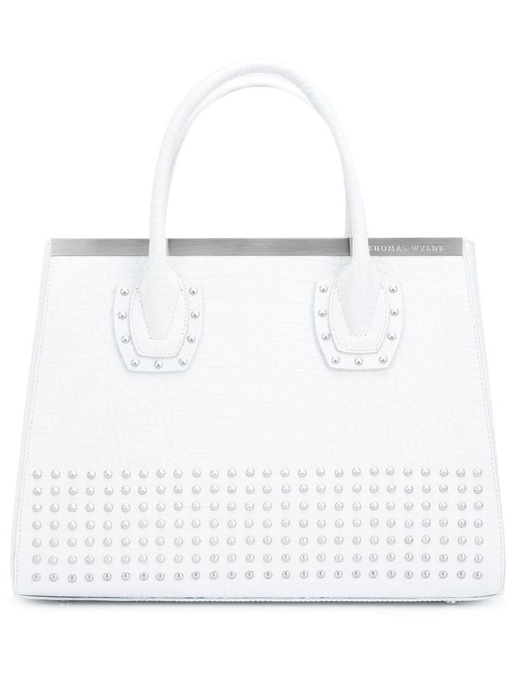 Thomas Wylde - Studded Tote - Women - Calf Leather - One Size, White, Calf Leather