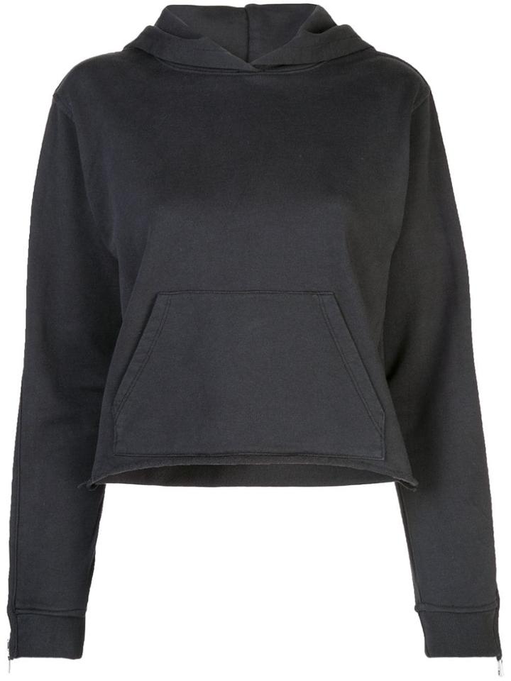 Rta Zipped Sleeve Cropped Hoodie - Black
