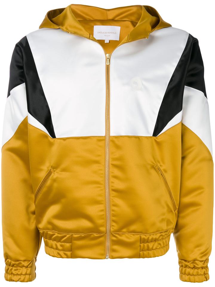 Drôle De Monsieur Contrast Panel Hooded Jacket - Yellow & Orange